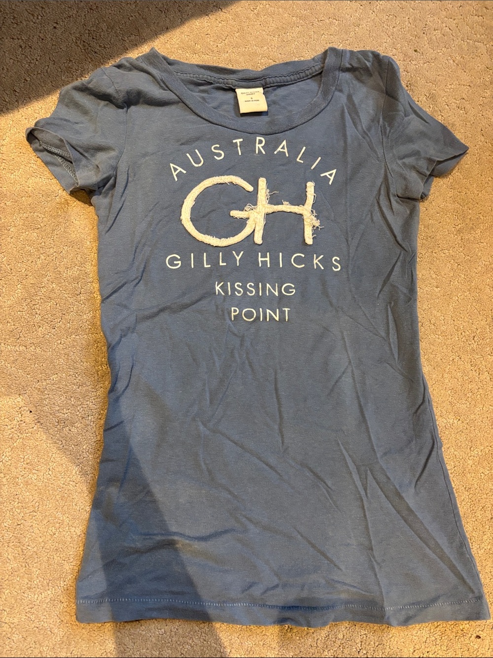 Gilly Hicks Vintage Blue Graphic Logo Tee